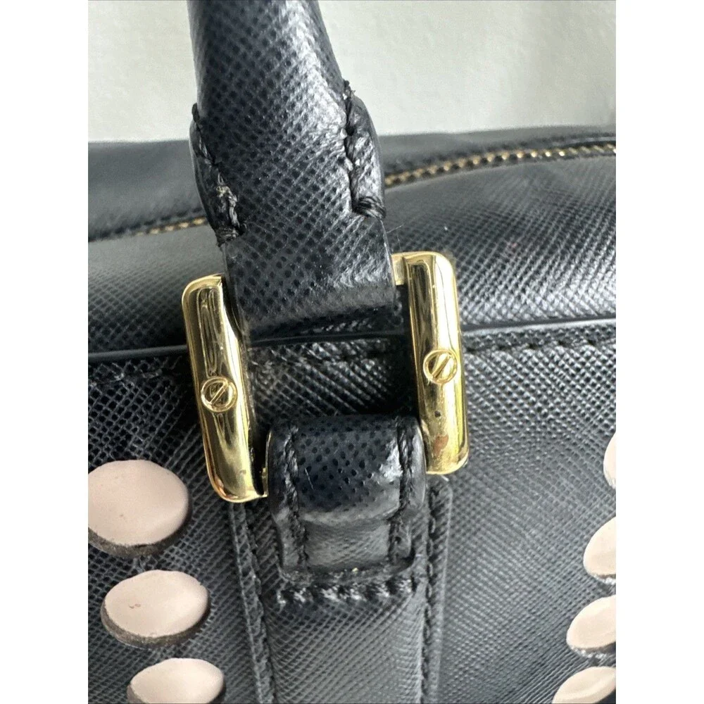 Tory Burch Robinson Lily Satchel Crossbody Bag Black & Beige Saffiano Leather